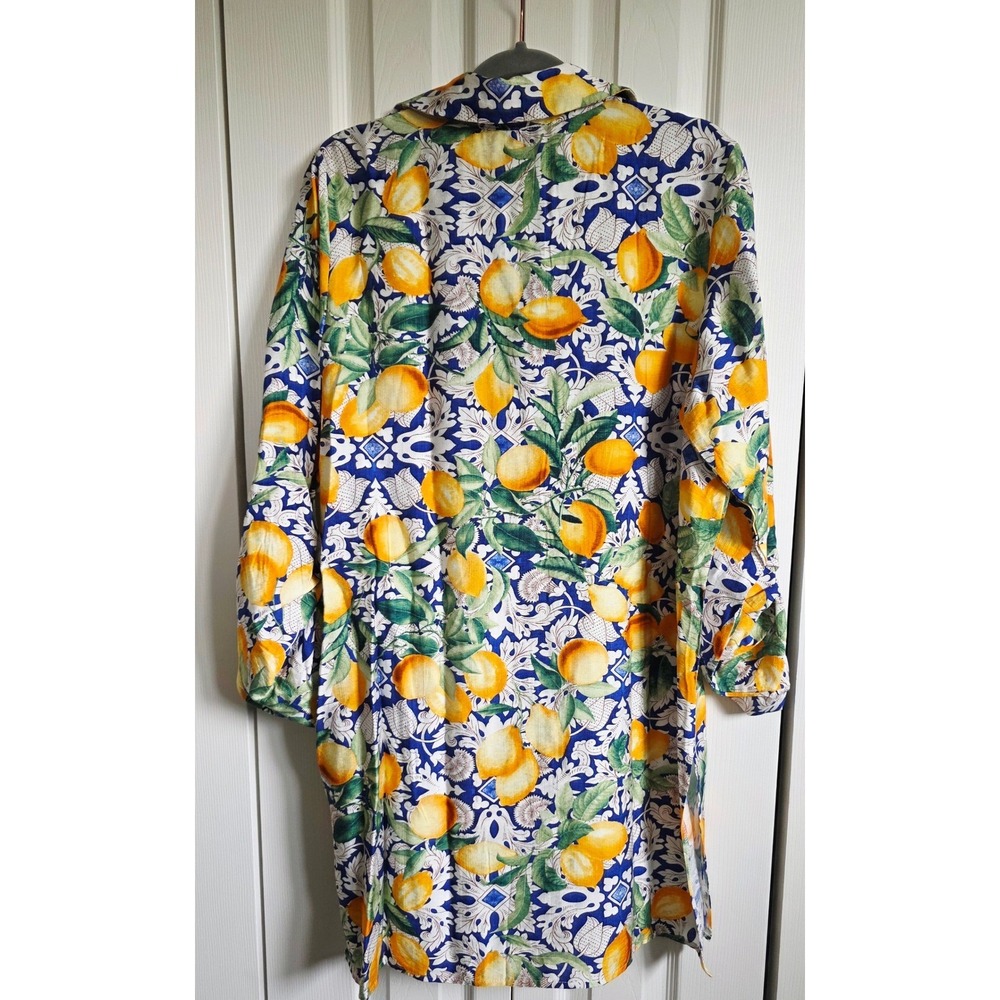 Park & Main Woman 1X Lemon Print Long Sleeve Button Up Tunic Top NWT - Picture 9 of 14